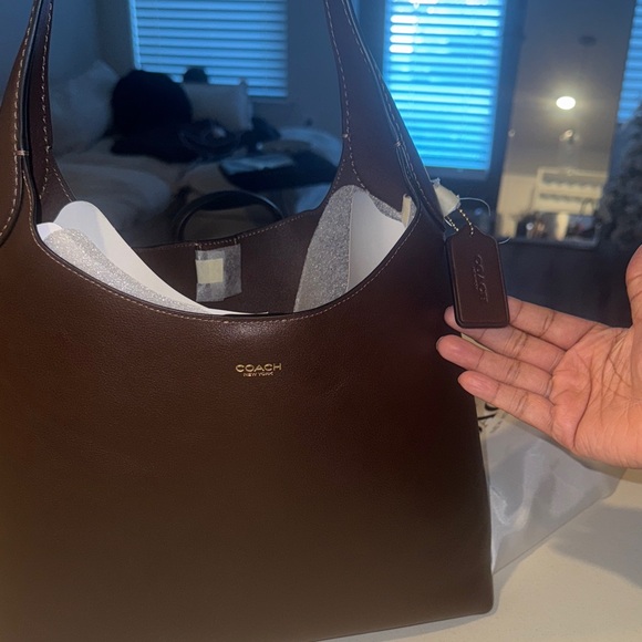 Coach Brooklyn Dark Brown Leather Shoulder Bag - Picture 5 of 9